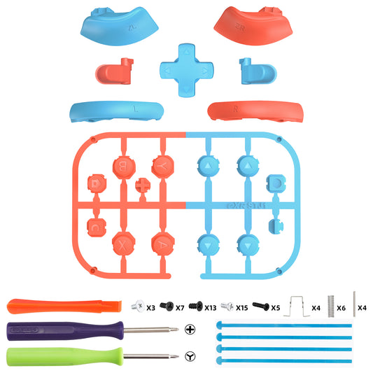 eXtremeRate DIY Replacement Full Set Buttons for Nintendo Switch 2 - Blue & Orange