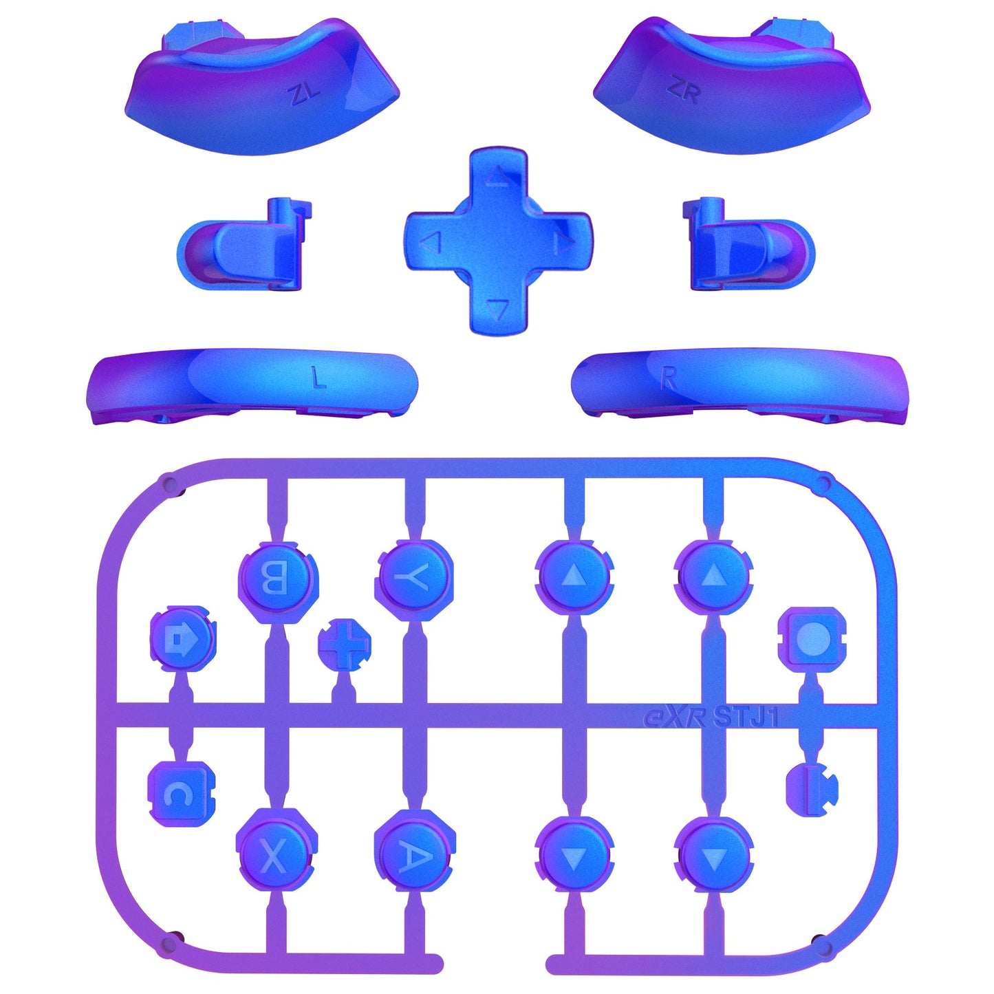 eXtremeRate DIY Replacement Full Set Buttons for Nintendo Switch 2 - Chameleon Purple Blue eXtremeRate
