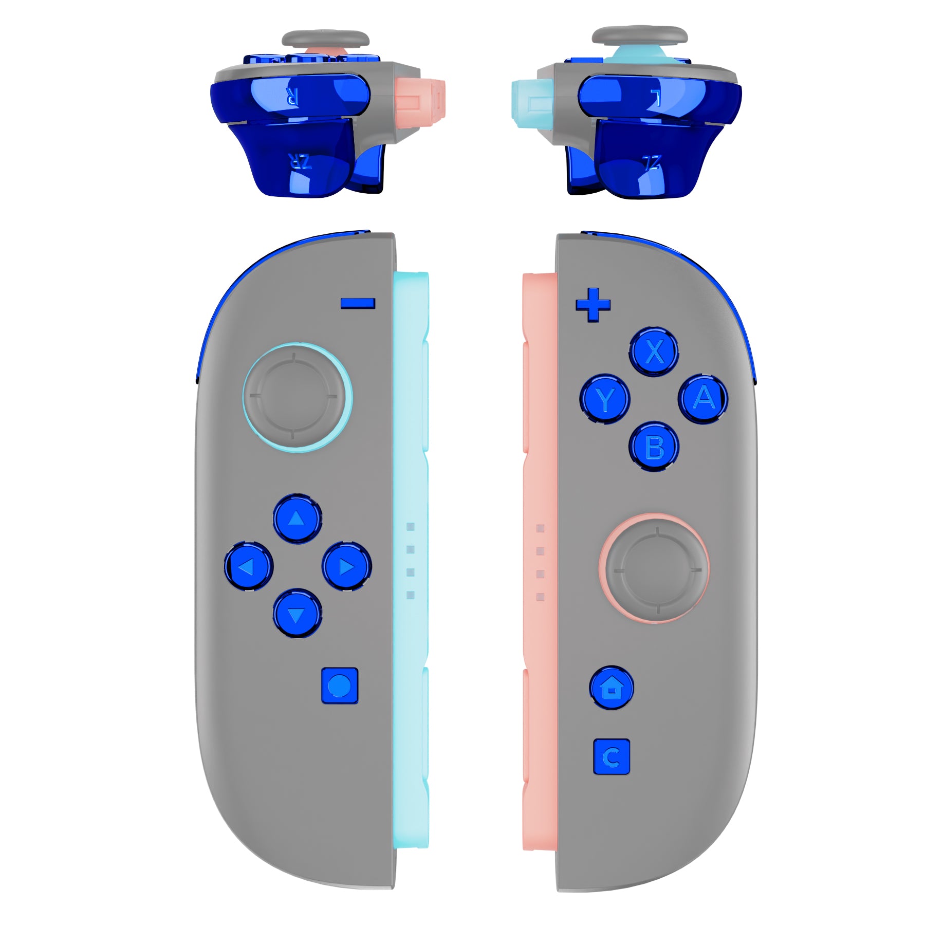 ②Nintendo Switch カスタマイズ　ブルー eXtremeRate DIY Replacement Full Set Buttons for Nintendo Switch 2