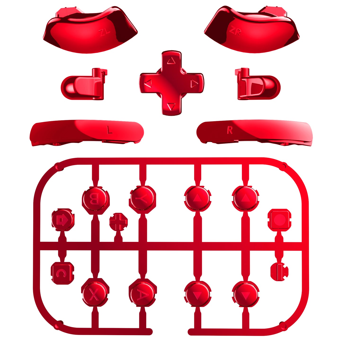 eXtremeRate DIY Replacement Full Set Buttons for Nintendo Switch 2 - Chrome Red
