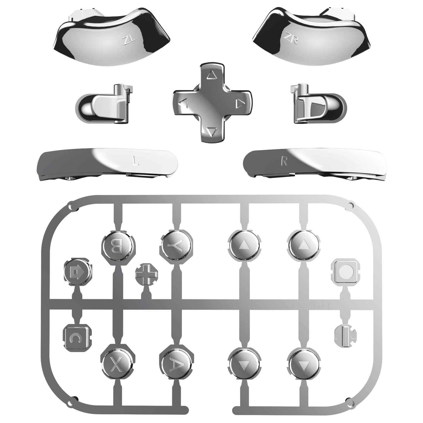 eXtremeRate DIY Replacement Full Set Buttons for Nintendo Switch 2 - Chrome Silver