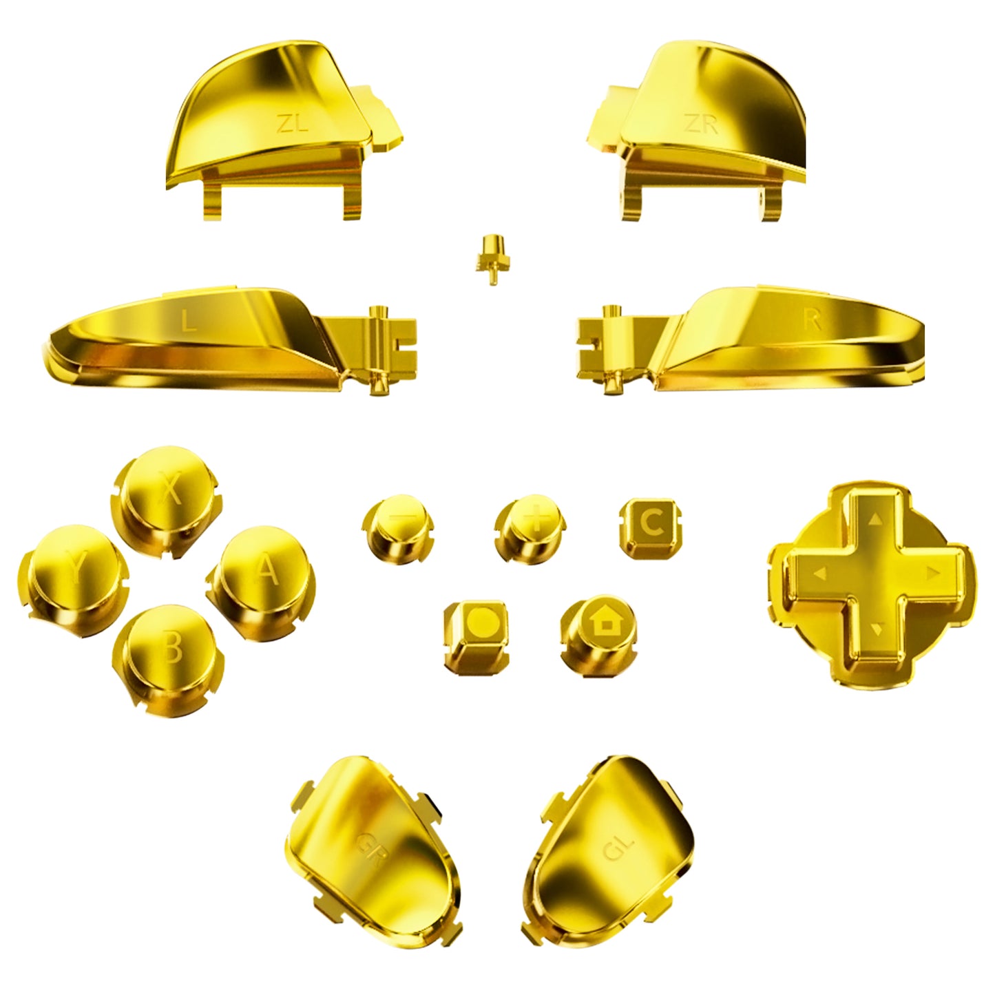 eXtremeRate DIY Replacement Full Set Buttons for Nintendo Switch 2 Pro Controller - Chrome Gold