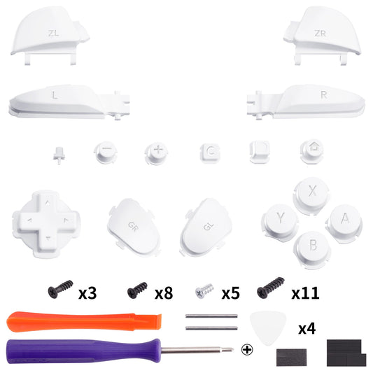 eXtremeRate DIY Replacement Full Set Buttons for Nintendo Switch 2 Pro Controller - White eXtremeRate