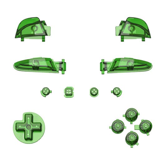 eXtremeRate DIY Replacement Full Set Buttons for Nintendo Switch Pro Controller - Crystal Clear Green