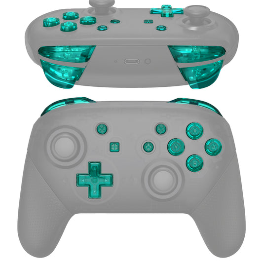eXtremeRate DIY Replacement Full Set Buttons for Nintendo Switch Pro Controller - Crystal Emerald Green