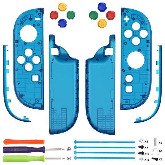 eXtremeRate DIY Replacement Full Set Shell Case with Buttons for Joycon 2 of Nintendo Switch 2 - Essence Version - Clear Blue