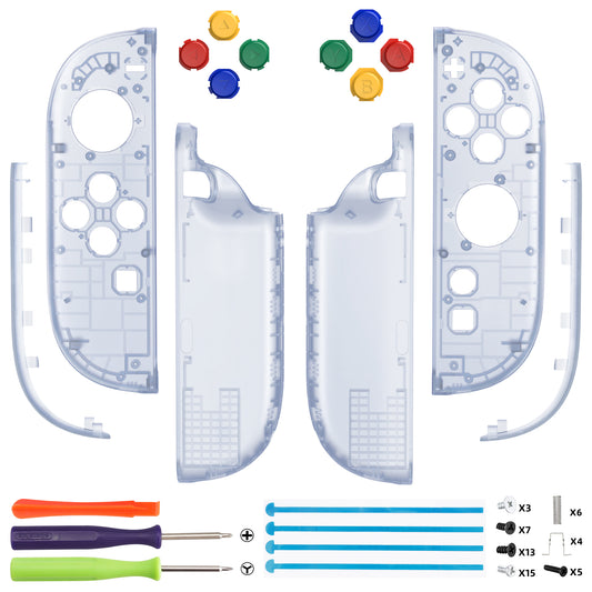 eXtremeRate DIY Replacement Full Set Shell Case with Buttons for Joycon 2 of Nintendo Switch 2 - Essence Version - Clear Glacier Blue