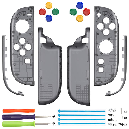 eXtremeRate DIY Replacement Full Set Shell Case with Buttons for Joycon 2 of Nintendo Switch 2 - Essence Version - Clear Slate Black