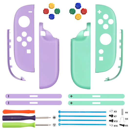 eXtremeRate DIY Replacement Full Set Shell Case with Buttons for Joycon 2 of Nintendo Switch 2 - Essence Version - Purple & Green