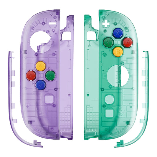 eXtremeRate DIY Replacement Full Set Shell Case with Buttons for Joycon 2 of Nintendo Switch 2 - Essence Version - Clear Purple & Green