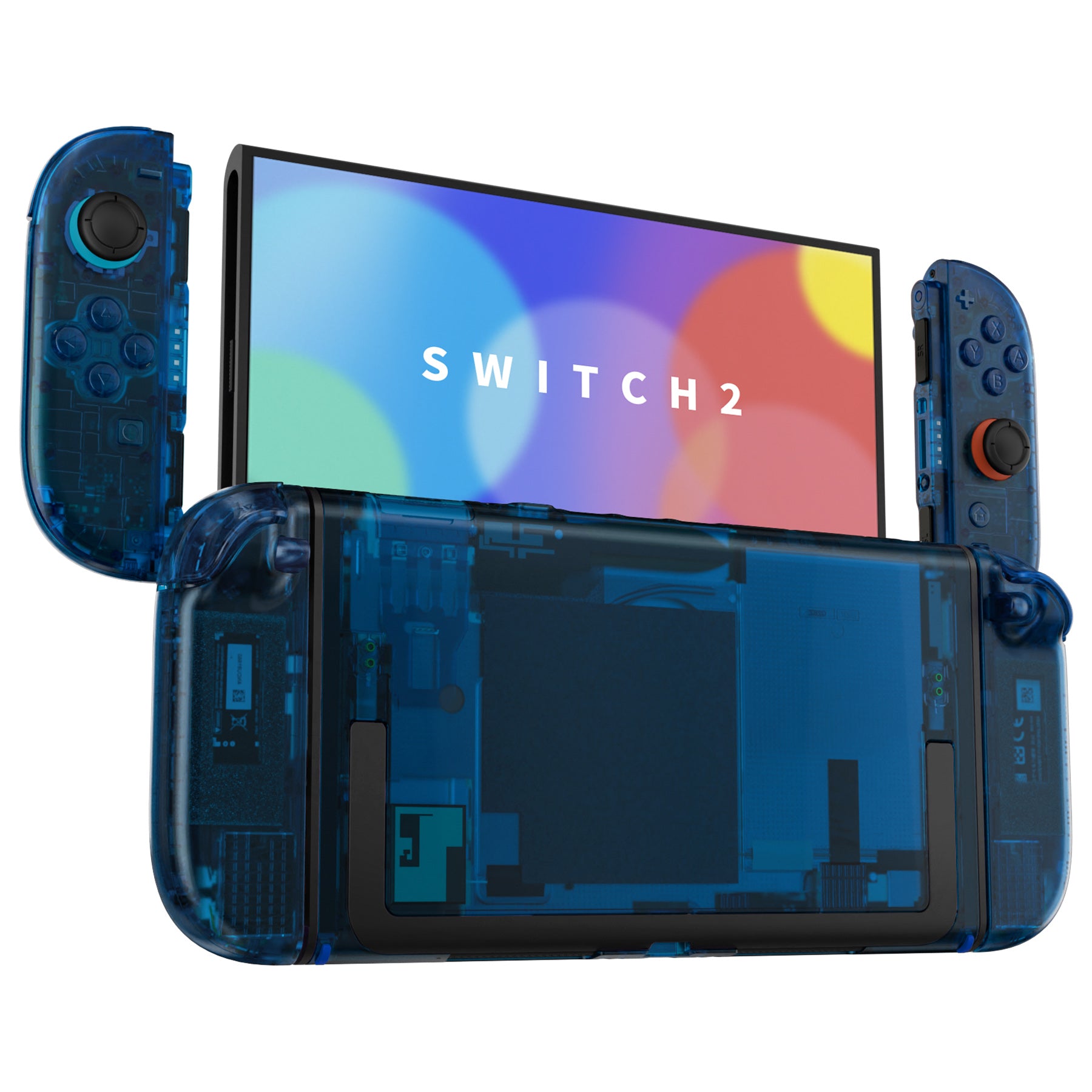 eXtremeRate DIY Replacement Full Set Shells with Buttons for Nintendo Switch Deluxe Version Clear Blue