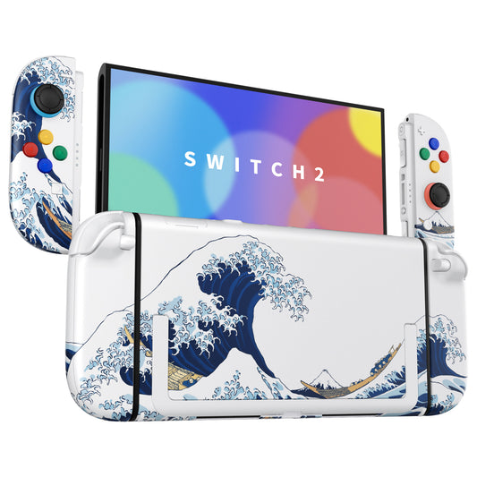 eXtremeRate DIY Replacement Full Set Shells with Buttons for Nintendo Switch 2 - Deluxe Version - The Great Wave