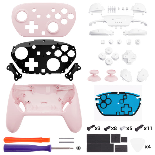 eXtremeRate DIY Replacement Full Set Shells with Buttons for Nintendo Switch 2 Pro Controller - Cherry Blossoms Pink