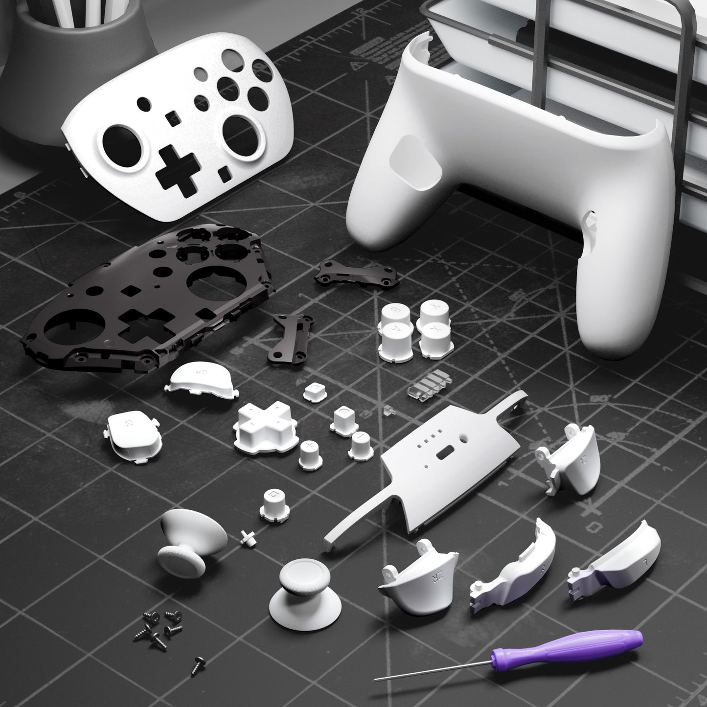 eXtremeRate DIY Replacement Full Set Shells with Buttons for Nintendo Switch 2 Pro Controller - White