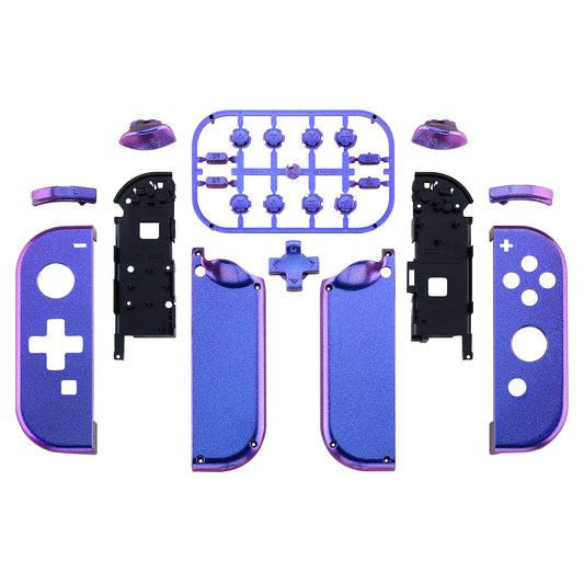 eXtremeRate Dpad Version Replacement Full Set Shell Case with Buttons for Joycon of NS Switch - Chameleon Purple Blue