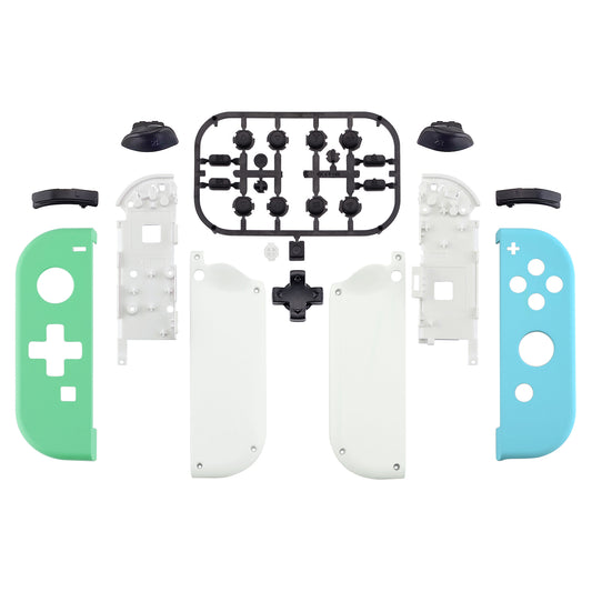 eXtremeRate Dpad Version Replacement Full Set Shell Case with Buttons for Joycon of NS Switch - Mint Green & Heaven Blue
