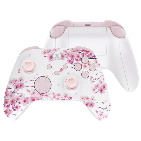 eXtremeRate Full Set Housing Shell Case with Buttons for Xbox Series X & S Controller - Cherry Blossom Whisper