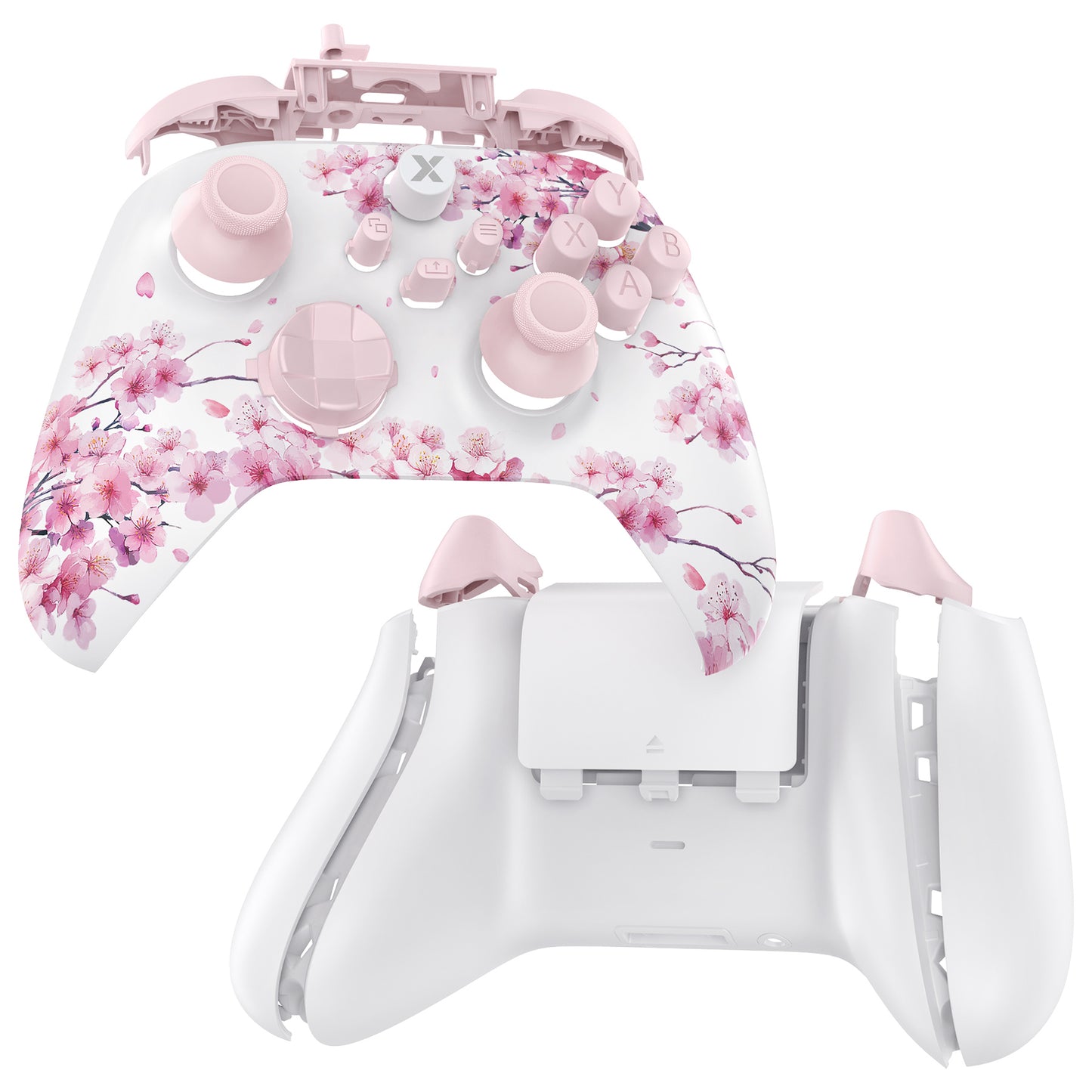 eXtremeRate Full Set Housing Shell Case with Buttons for Xbox Series X & S Controller - Cherry Blossom Whisper