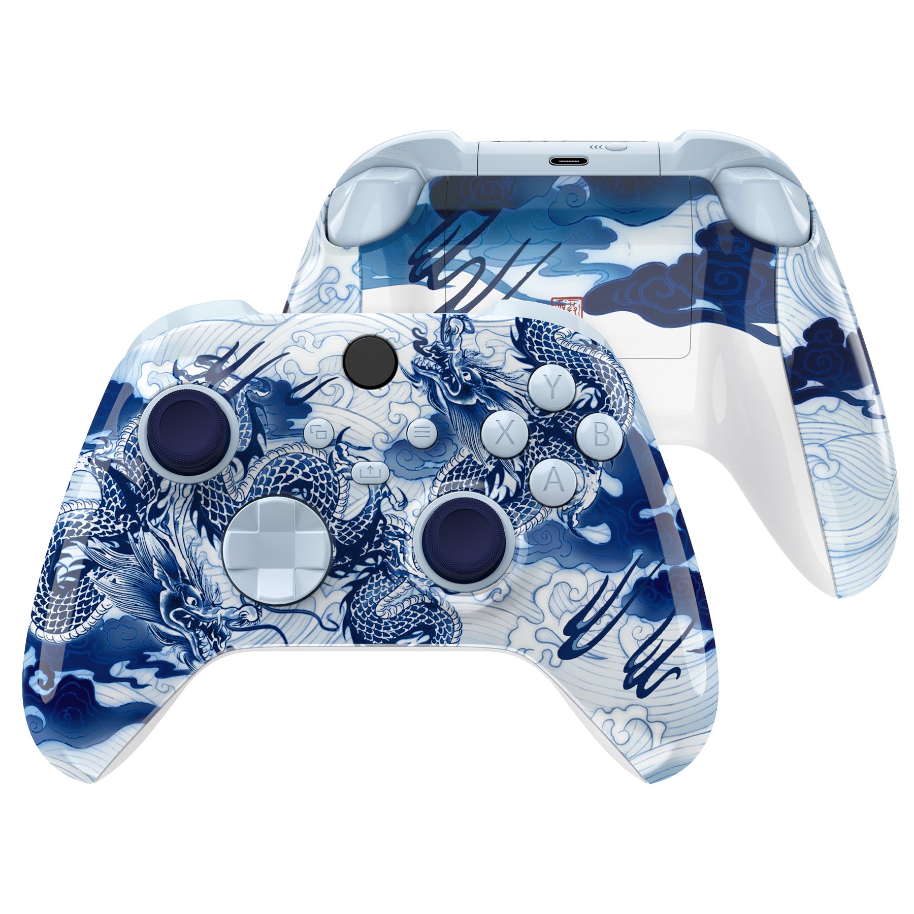 eXtremeRate Porcelain Dragon Controller Full Set Housing Shell