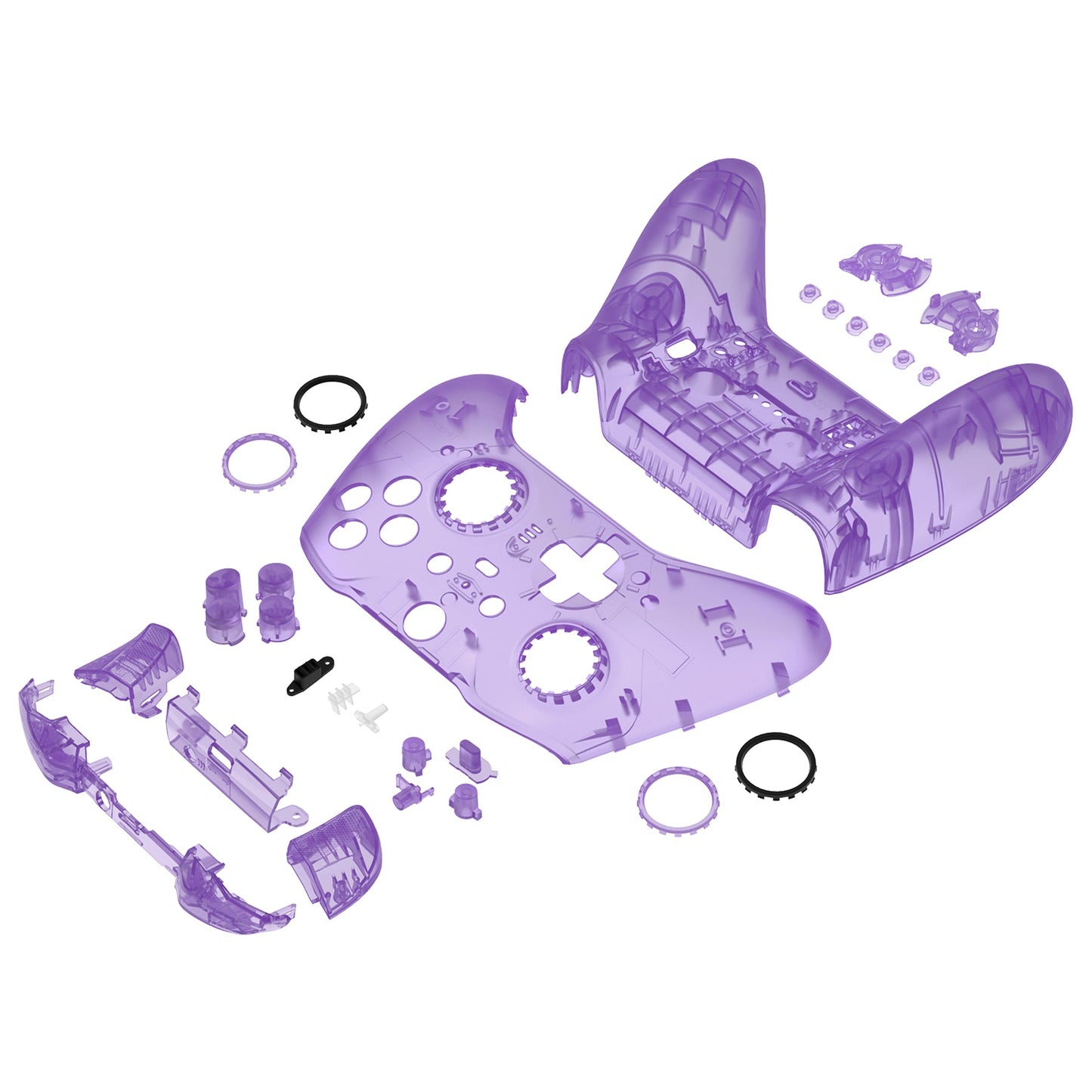 eXtremeRate Full Set Shell with Buttons for Xbox One Elite Series 2 & Elite 2 Core Controller (Model 1797) - Clear Atomic Purple eXtremeRate