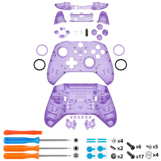 eXtremeRate Full Set Shell with Buttons for Xbox One Elite Series 2 & Elite 2 Core Controller (Model 1797) - Clear Atomic Purple eXtremeRate