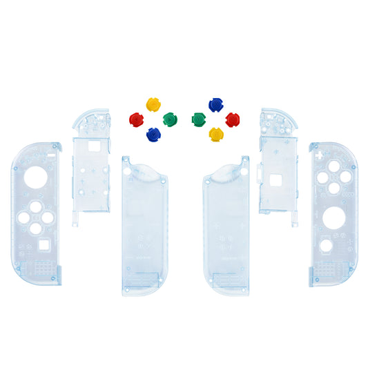 eXtremeRate Replacement Full Set Shell Case with Buttons for Joycon of NS Switch - Clear Glacier Blue