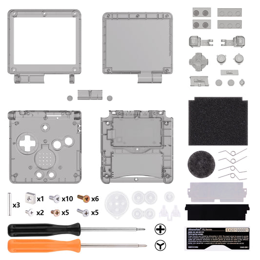 eXtremeRate IPS Ready Upgraded Replacement Full Set Shells with Buttons for Gameboy Advance SP GBA SP, Compatible with Both IPS & Standard LCD - Clear Black
