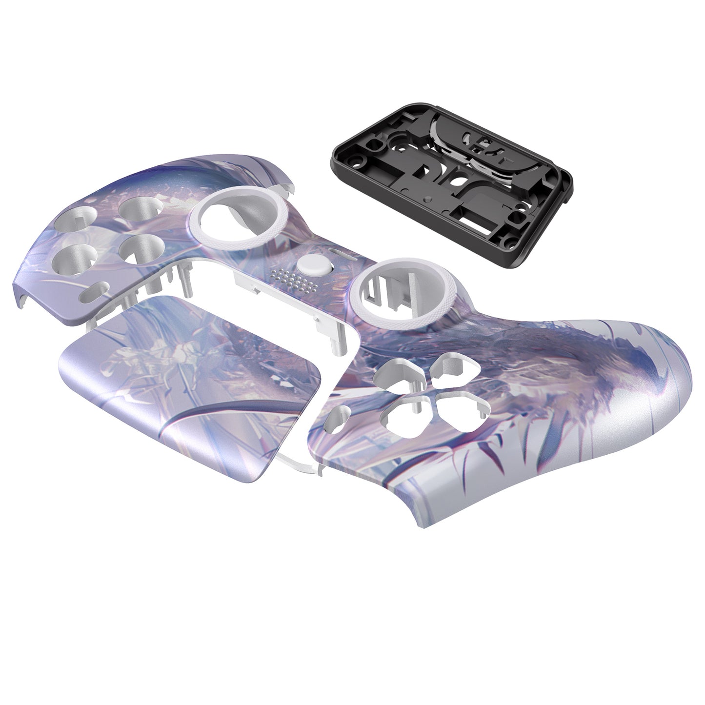 eXtremeRate LUNA Redesigned Replacement Front Shell with Touchpad Compatible with PS5 Controller BDM-010/020/030/040/050/060 - Crystal Dragon
