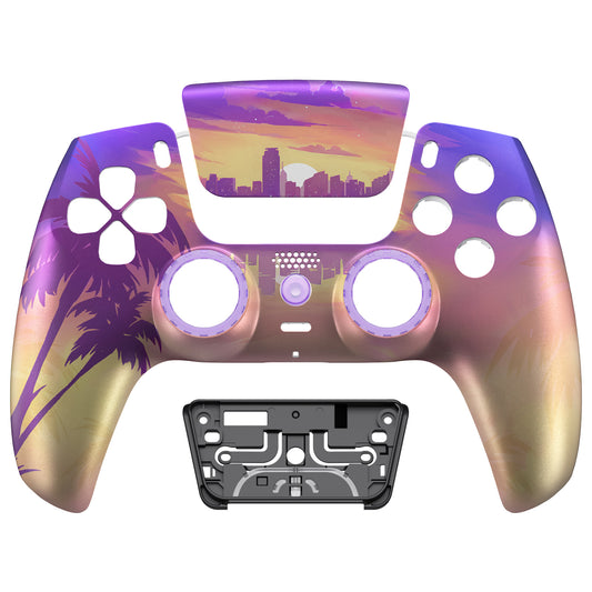 eXtremeRate LUNA Redesigned Replacement Front Shell with Touchpad Compatible with PS5 Controller BDM-010/020/030/040/050 - Neon Miami