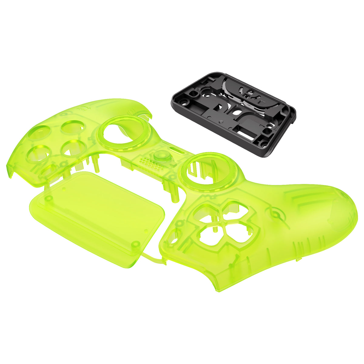 eXtremeRate LUNA Redesigned Replacement Front Shell with Touchpad Compatible with PS5 Controller BDM-010/020/030/040/050/060- Clear Lime Green
