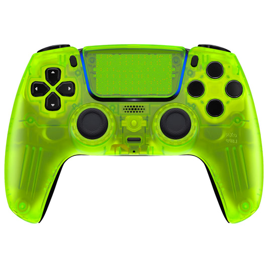 eXtremeRate LUNA Redesigned Replacement Front Shell with Touchpad Compatible with PS5 Controller BDM-010/020/030/040/050/060- Clear Lime Green
