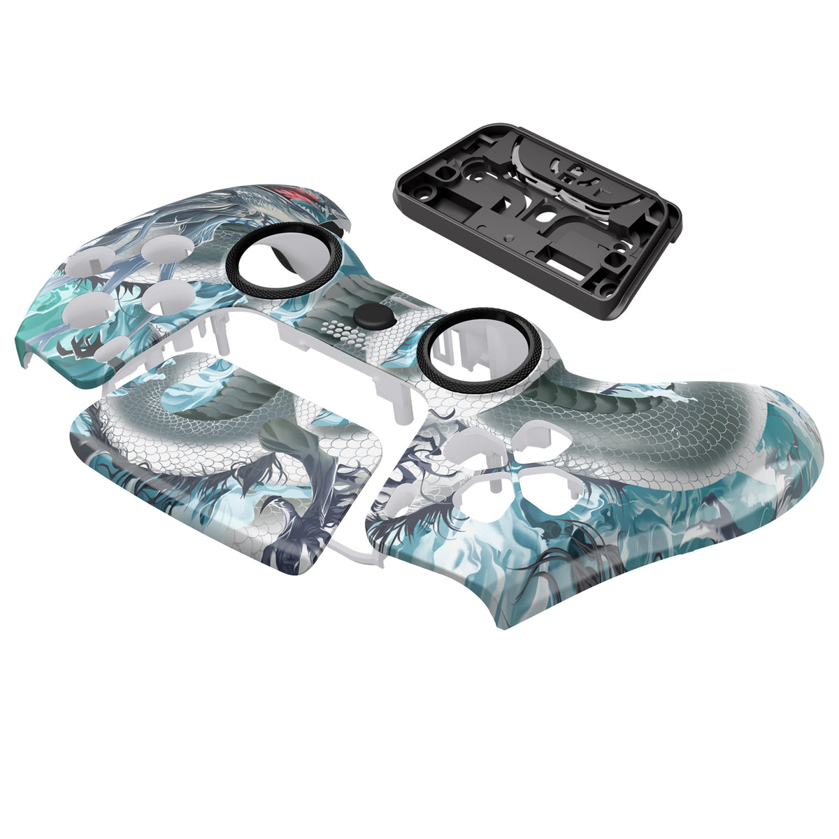 eXtremeRate LUNA Redesigned Replacement Front Shell with Touchpad Compatible with PS5 Controller BDM-010/020/030/040/050/060 - Jade Dragon - Cloud Dominator