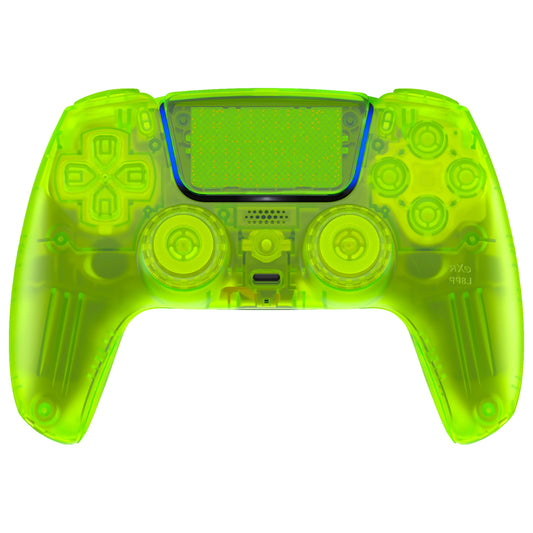 eXtremeRate LUNA Redesigned Replacement Full Set Shells with Buttons Compatible with PS5 Controller BDM-030/040/050/060 - Clear Lime Green