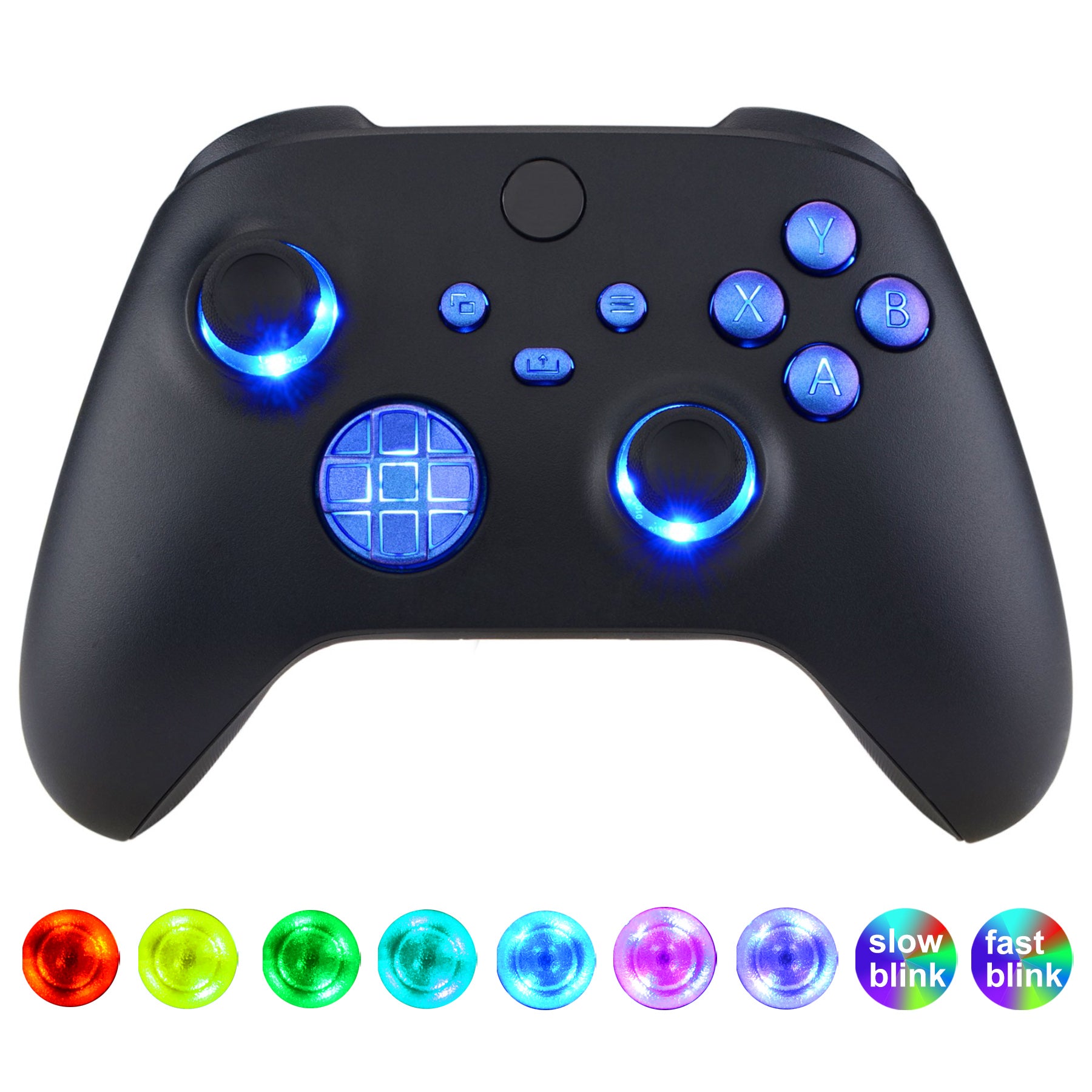 eXtremeRate Multi-Colors Luminated D-pad Thumbsticks Start Back