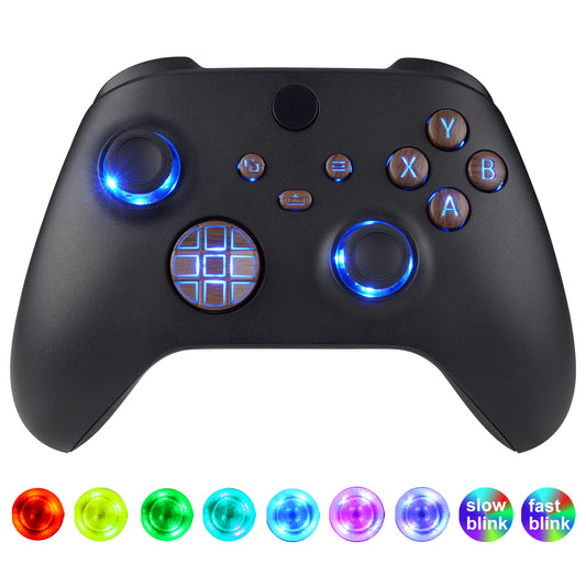 eXtremeRate Multi-Colors Luminated Buttons DTF V2 LED Kit for Xbox Series X & S Controller - Wood Grain