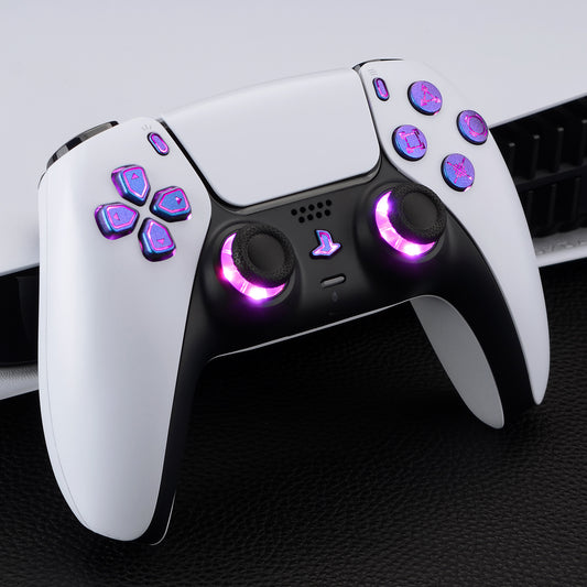 eXtremeRate Multi-Colors Luminated Buttons DTF V4 LED Kit for PS5 Controller BDM-030/040/050/060 - Chameleon Purple Blue