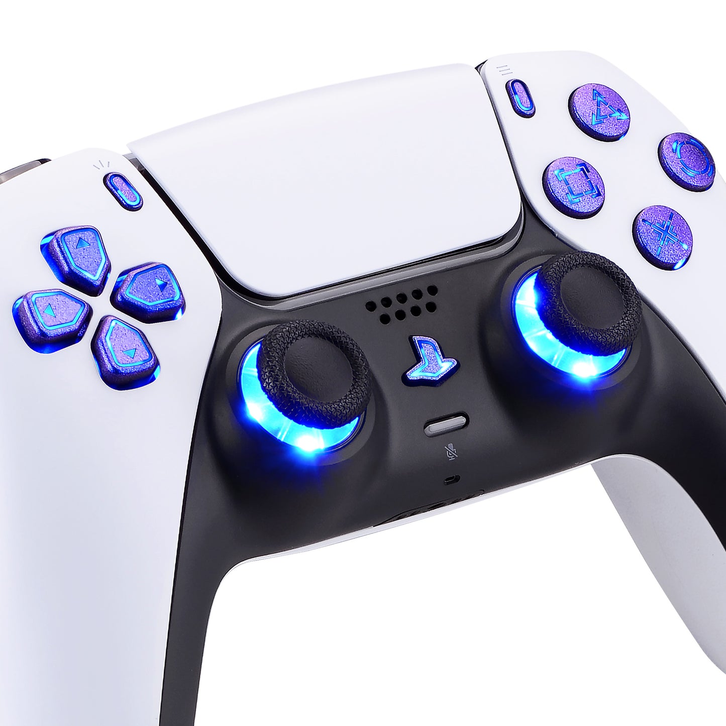 eXtremeRate Multi-Colors Luminated Buttons DTF V4 LED Kit for PS5 Controller BDM-030/040/050/060 - Chameleon Purple Blue