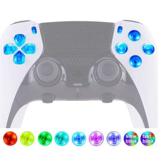 eXtremeRate Multi-Colors Luminated Buttons D&F LED Kit for PS5 Edge Controller - Transparent Clear Buttons