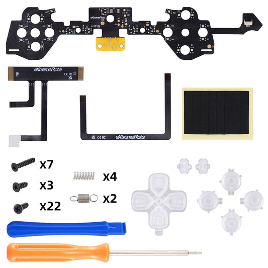 eXtremeRate Multi-Colors Luminated Buttons D&F LED Kit for PS5 Edge Controller - Transparent Clear Buttons