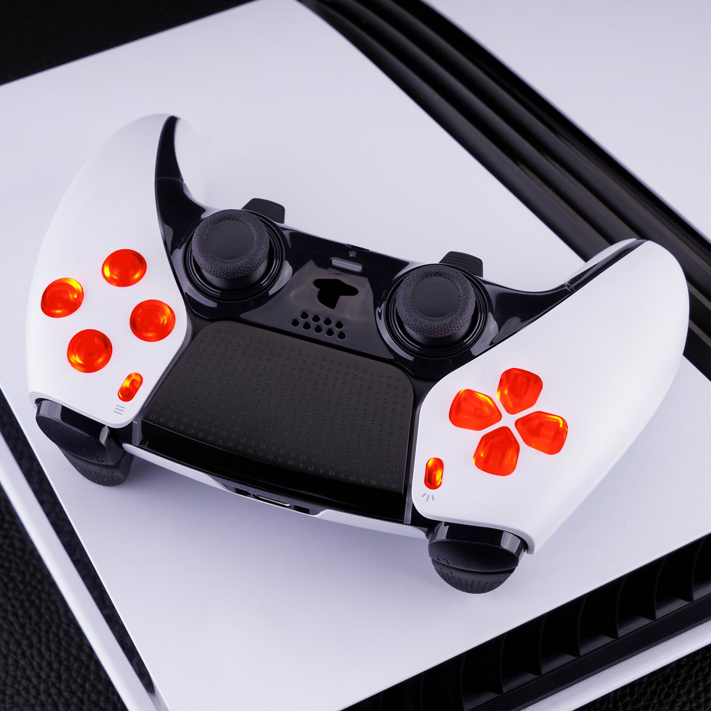 eXtremeRate Multi-Colors Luminated Buttons D&F LED Kit for PS5 Edge Controller - Transparent Clear Buttons