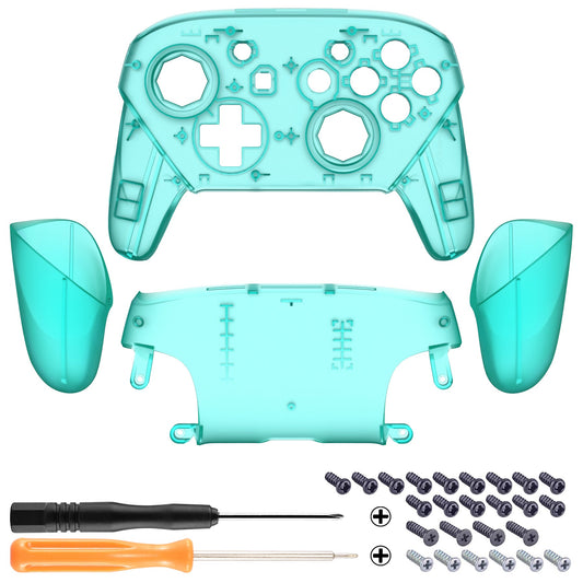 eXtremeRate Octagonal Gated Sticks Design Replacement Full Set Shell Faceplate Backplate Handles for Nintendo Switch Pro - Emerald Green eXtremeRate