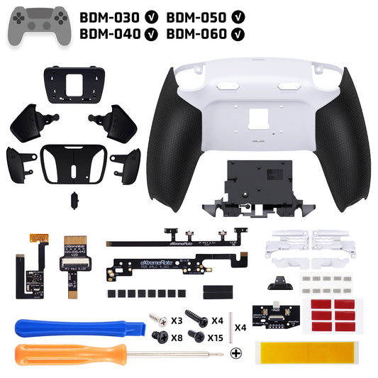 eXtremeRate RISE4 Plus MAX Back Paddles Kit with Clicky Trigger Stops & Rubberized Grip for PS5 Controller BDM-030/040/050/060 - White Black - Black