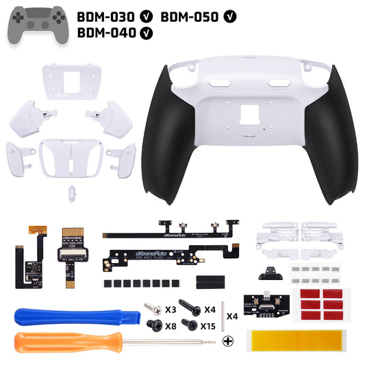 eXtremeRate RISE4 Plus MAX Back Paddles Kit with Clicky Trigger Stops & Rubberized Grip for PS5 Controller BDM-030/040/050 - White Black - White