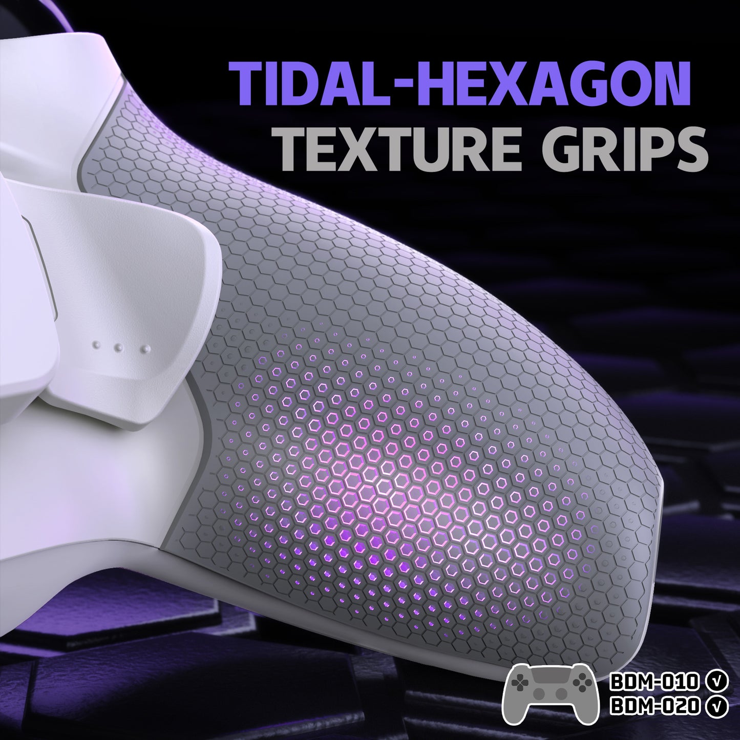 eXtremeRate RISE Plus MAX Back Paddles Kit with Clicky Trigger Stops & Rubberized Grip for PS5 Controller BDM-010/020 - White Gray