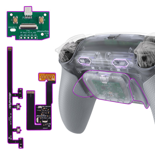 eXtremeRate RISE Plus MAX Back Paddles Kit with Clicky Trigger Stops & Rubberized Grip for PS5 Controller BDM-030/040/050/060 - Clear & Gray