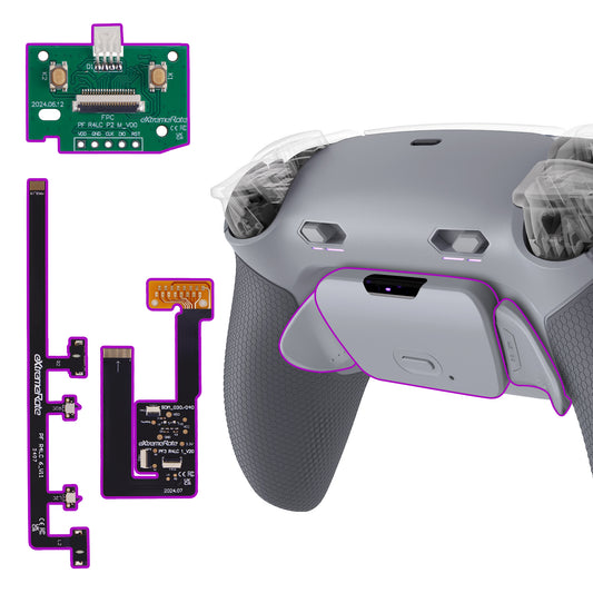 eXtremeRate RISE Plus MAX Back Paddles Kit with Clicky Trigger Stops & Rubberized Grip for PS5 Controller BDM-030/040/050/060 - New Hope Gray & Classic Gray