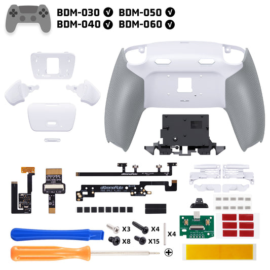 eXtremeRate RISE Plus MAX Back Paddles Kit with Clicky Trigger Stops & Rubberized Grip for PS5 Controller BDM-030/040/050/060 - White Gray