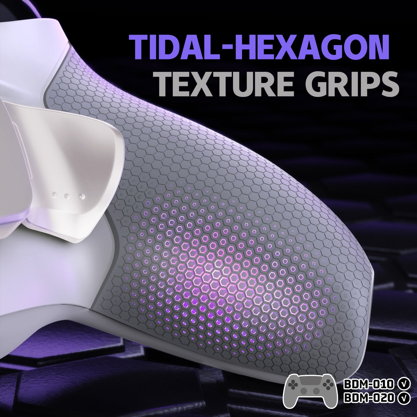 eXtremeRate Real Metal Buttons (RMB) Version RISE Plus MAX Back Paddles Kit with Clicky Trigger Stops & Rubberized Grip for PS5 Controller BDM-010/020 - White Gray - Silver