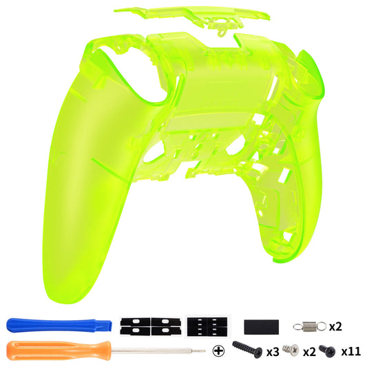 eXtremeRate Replacement Back Housing Bottom Shell Compatible with PS5 Edge Controller - Clear Lime Green eXtremeRate