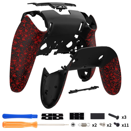 eXtremeRate Replacement Back Housing Bottom Shell & Clip Shell Compatible with PS5 Edge Controller - Textured Red eXtremeRate